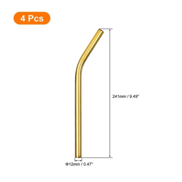 4Pcs Reusable Metal Straws, 9.5" Stainless Steel Bent Drinking Straw